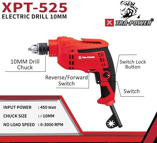 ELECTRIC DRILL 10mm XTRA-POWER XPT-525