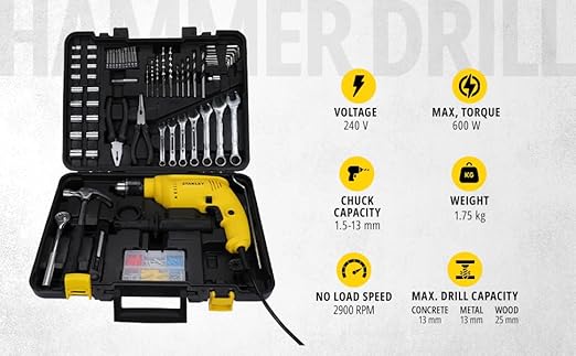 STANLY SDH600KP 600W 13mm REVERSIBLE IMPACT DRILL KIT