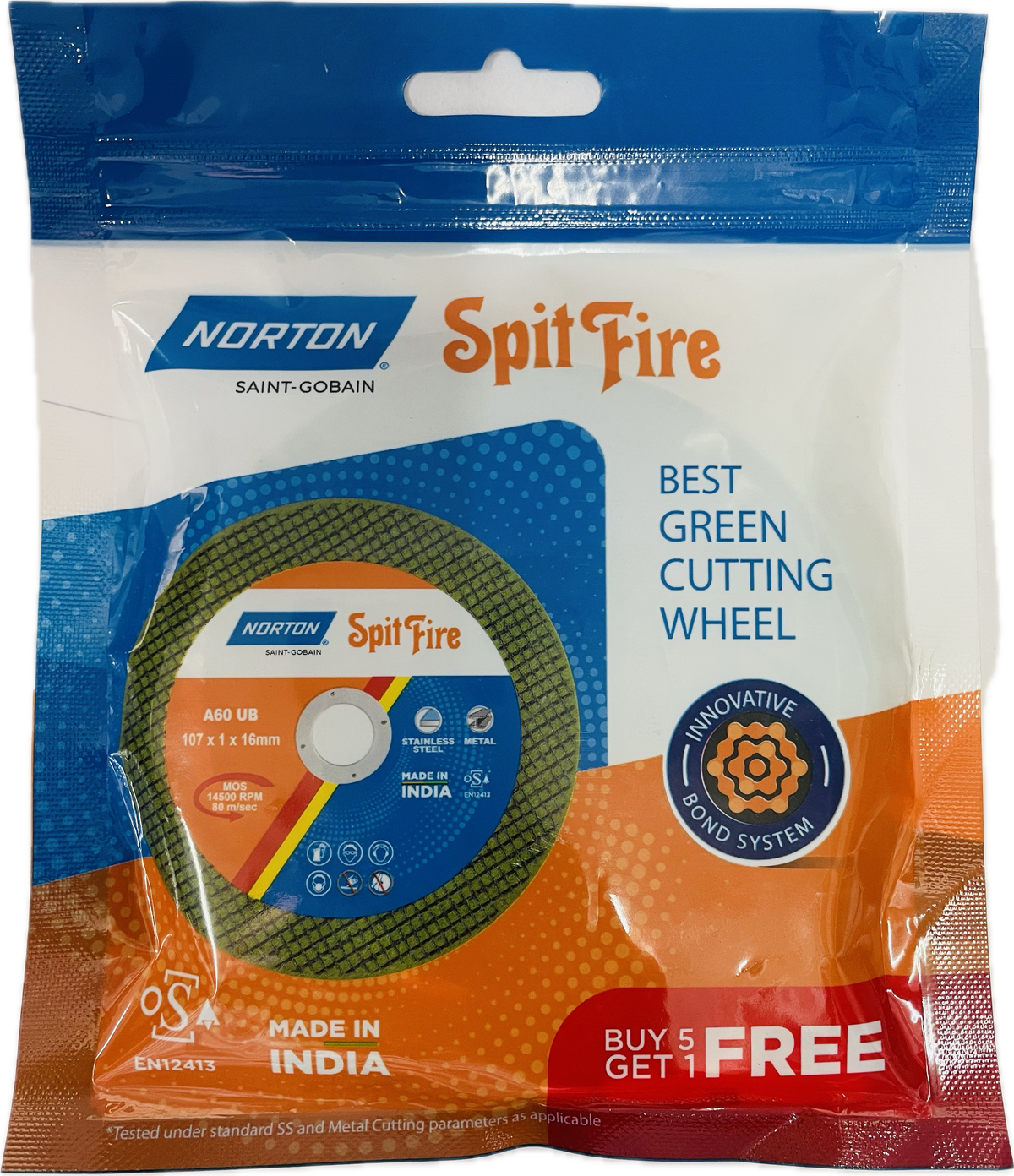 NORTON SPIT FIRE 4"(107mm)  DOUBLE NET CUT OFF WHEEL - PACK OF 6 (BUY 5 GET 1 FREE)
