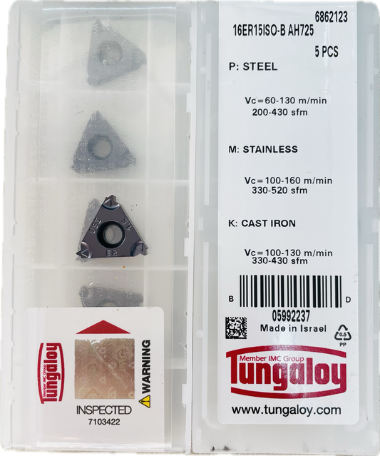TUNGALOY 16ER15ISO-B AH725 THREADING INSERT - PACK OF 5